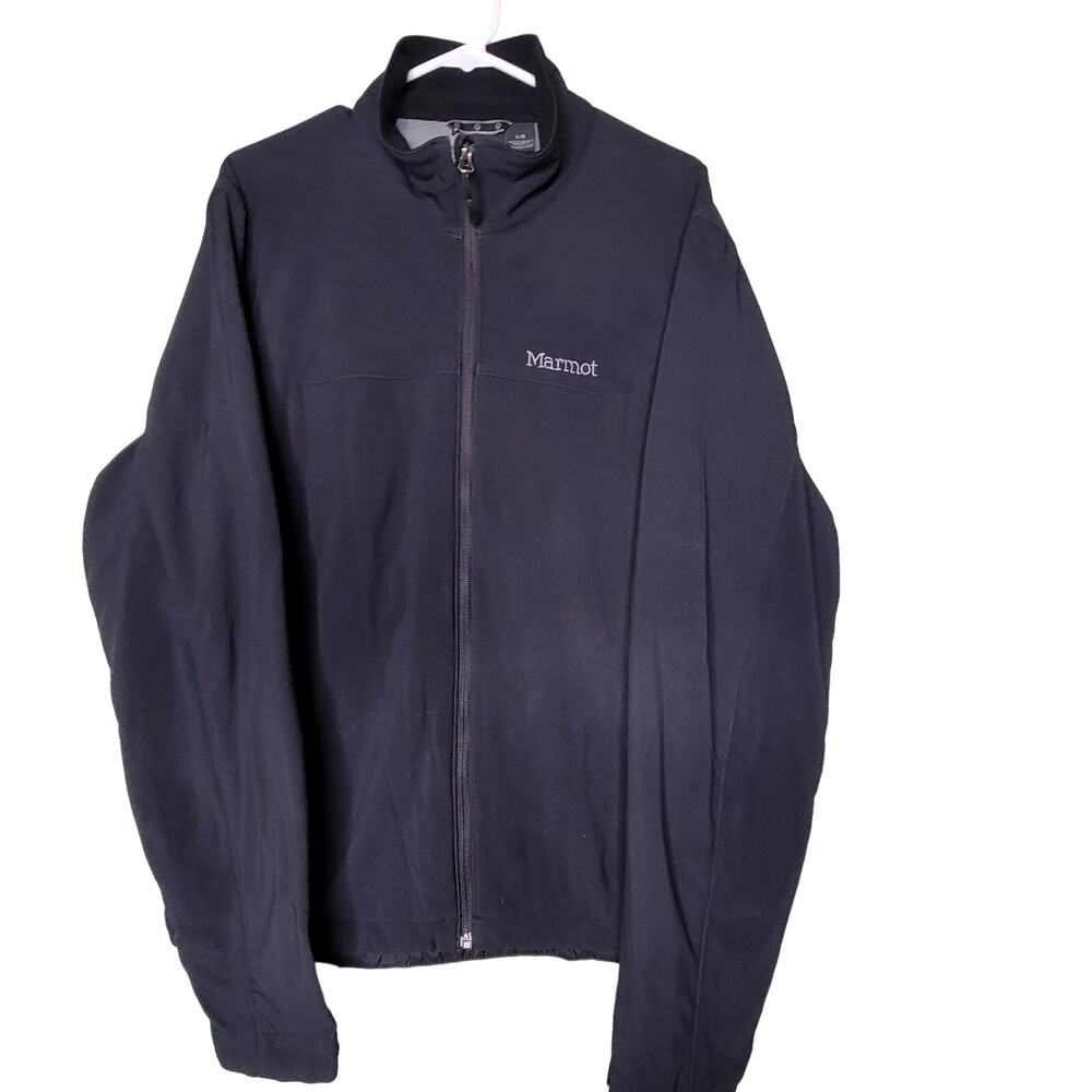 Marmot‎ Jacket Large Black Softshell Full Zip Pockets Outdoors Camp Hiking